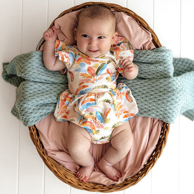 Snuggle Hunny - Organic Short Sleeve Dress | Summer Palm Short Sleeve Dress Snuggle Hunny 