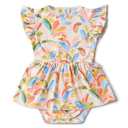 Snuggle Hunny - Organic Short Sleeve Dress | Summer Palm