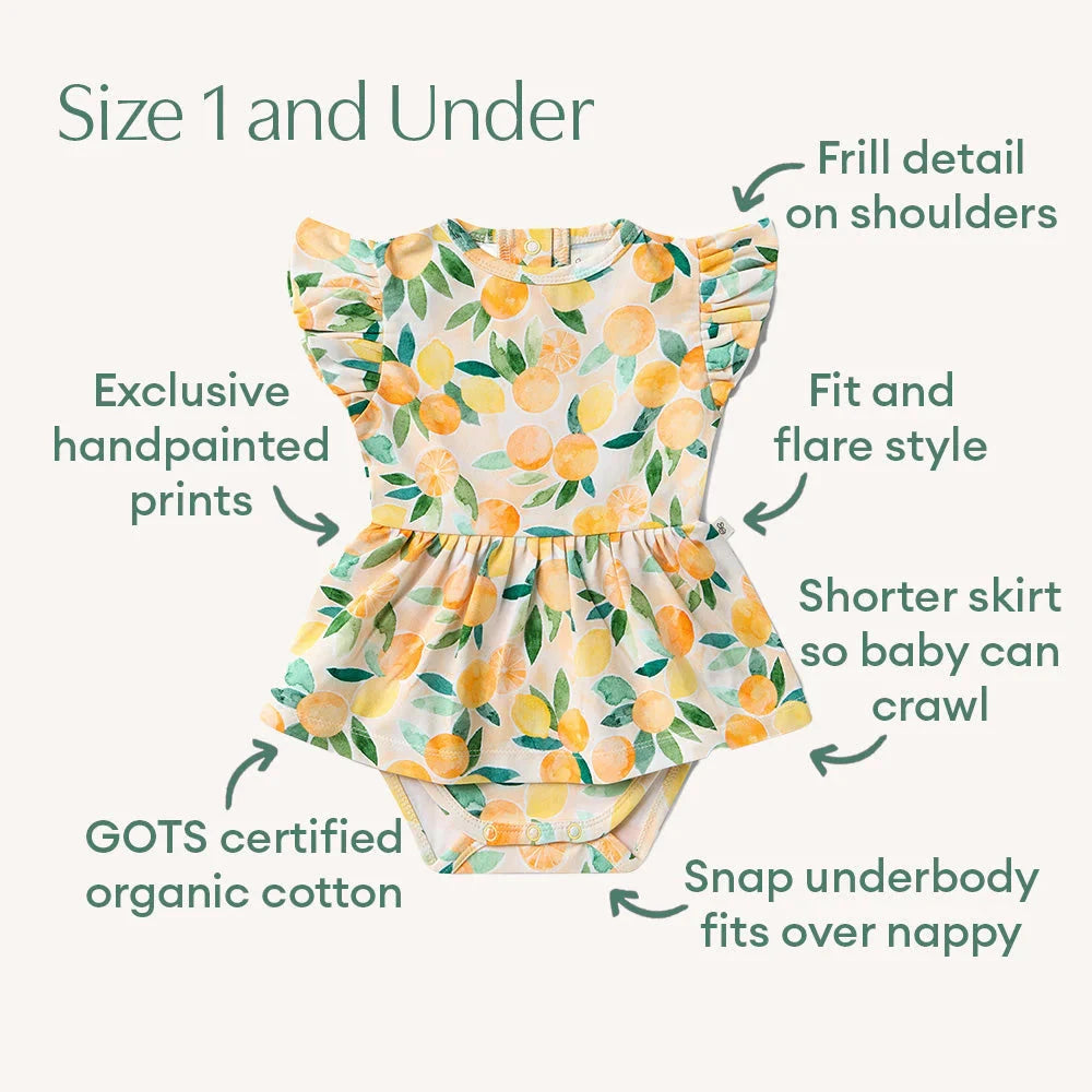 Snuggle Hunny - Organic Short Sleeve Dress | Sunny Citrus Short Sleeve Dress Snuggle Hunny 