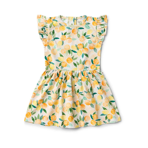 Snuggle Hunny - Organic Short Sleeve Dress | Sunny Citrus