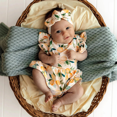 Snuggle Hunny - Organic Short Sleeve Dress | Sunny Citrus Short Sleeve Dress Snuggle Hunny 