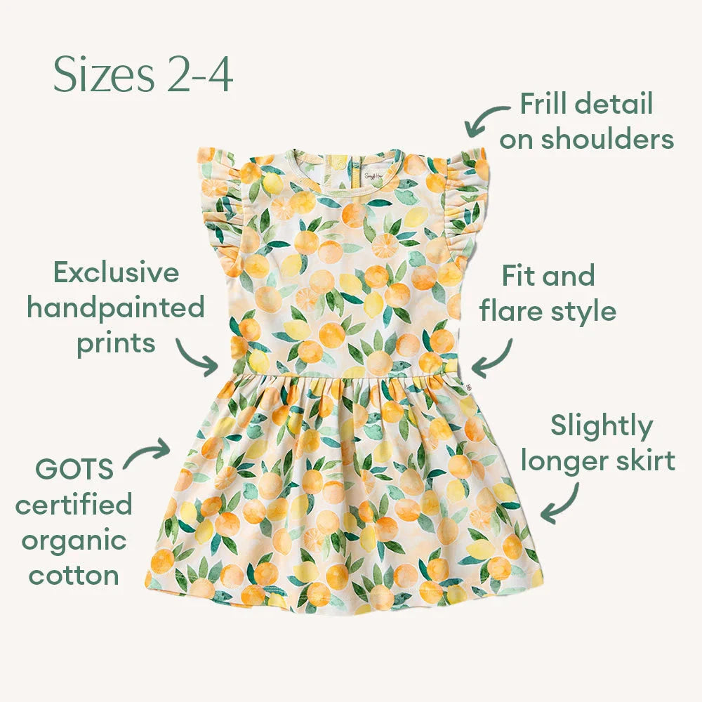 Snuggle Hunny - Organic Short Sleeve Dress | Sunny Citrus Short Sleeve Dress Snuggle Hunny 