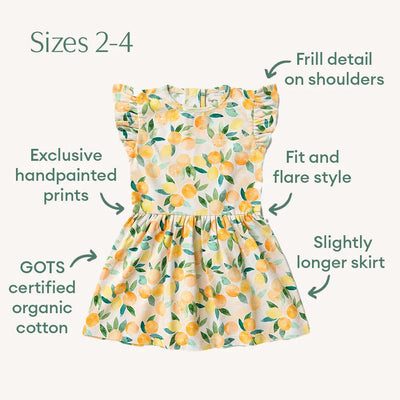 Snuggle Hunny - Organic Short Sleeve Dress | Sunny Citrus Short Sleeve Dress Snuggle Hunny 
