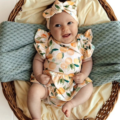 Snuggle Hunny - Organic Short Sleeve Dress | Sunny Citrus Short Sleeve Dress Snuggle Hunny 