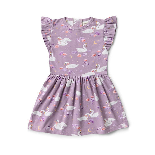 Snuggle Hunny - Organic Short Sleeve Dress | Swan Lake