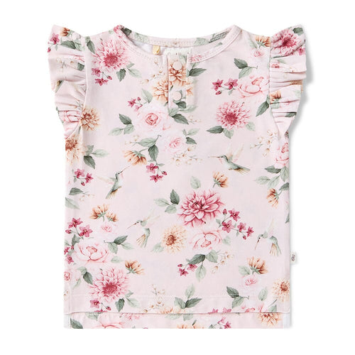 Snuggle Hunny - Organic Short Sleeve Top With Frill | Birds & Blooms