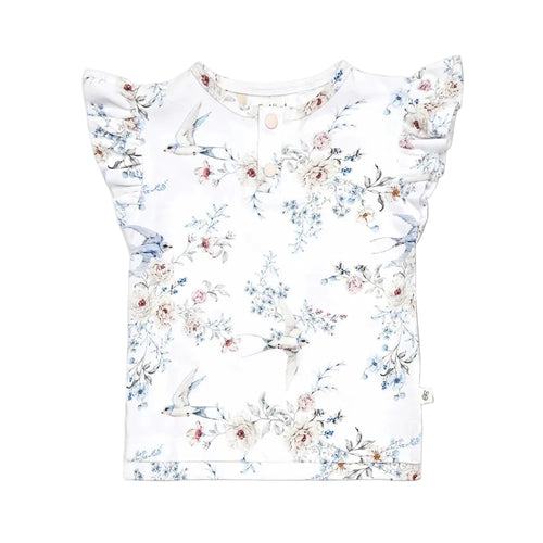 Snuggle Hunny - Organic Short Sleeve Top With Frill | Sweet Swallows