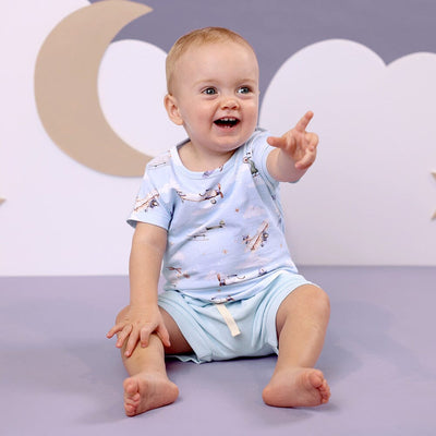 Snuggle Hunny - Organic Shorts | Baby Blue Shorts Snuggle Hunny 