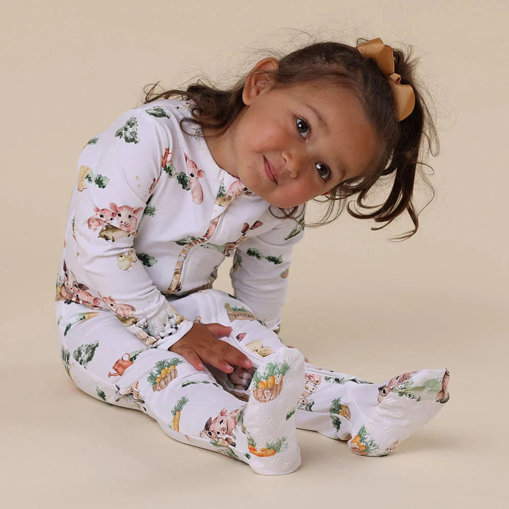 Snuggle Hunny - Organic Snuggle Sleepsuit Zip Footie | Farm Zipsuit Snuggle Hunny 