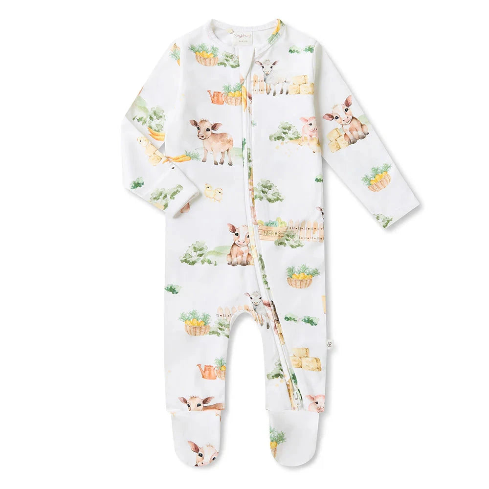 Snuggle Hunny - Organic Snuggle Sleepsuit Zip Footie | Farm Zipsuit Snuggle Hunny 