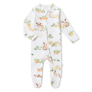 Snuggle Hunny - Organic Snuggle Sleepsuit Zip Footie | Farm