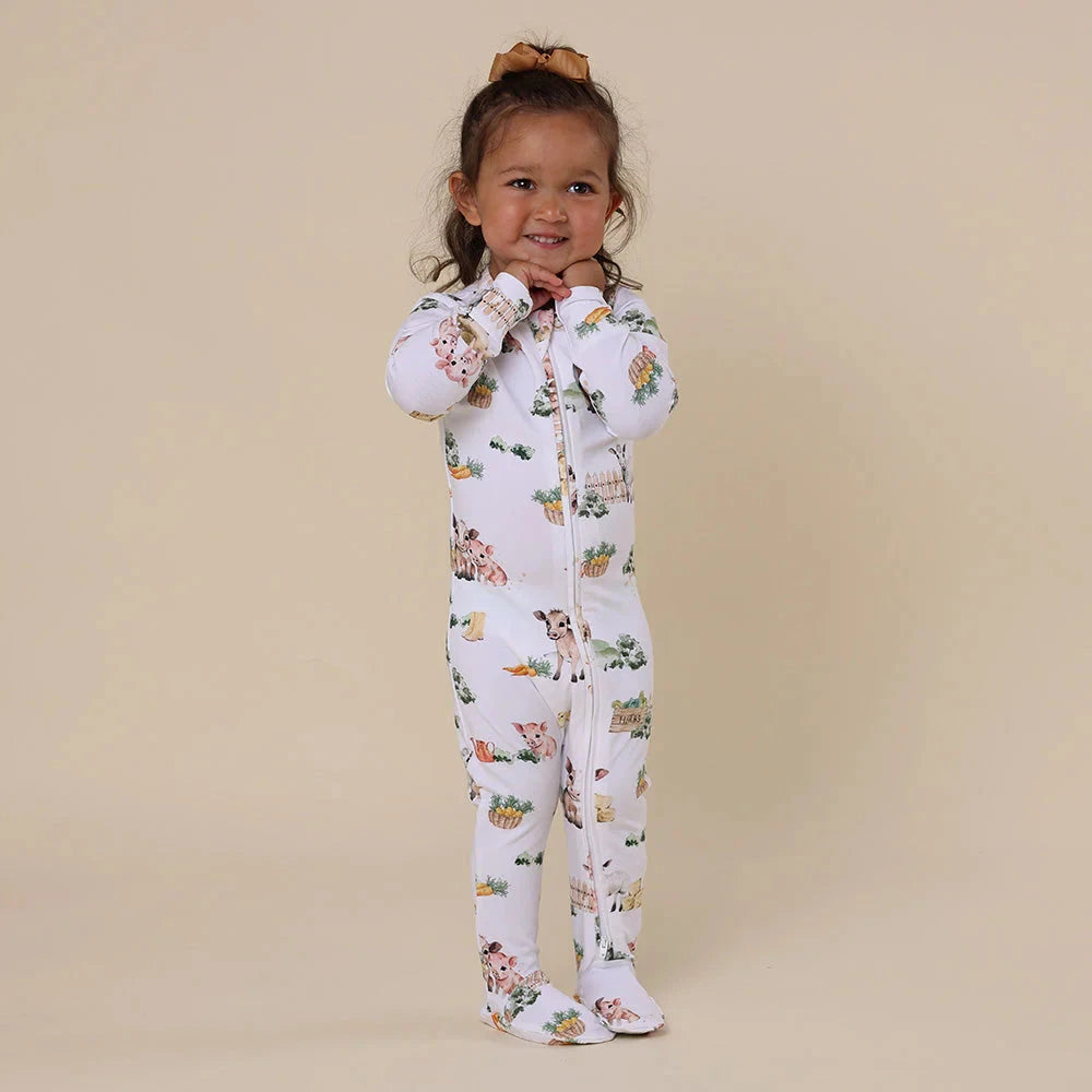 Snuggle Hunny - Organic Snuggle Sleepsuit Zip Footie | Farm Zipsuit Snuggle Hunny 