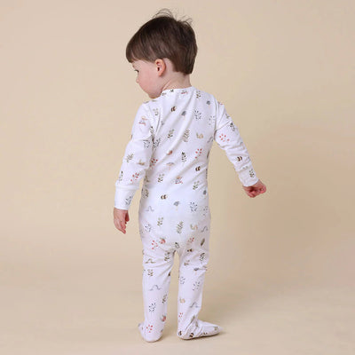 Snuggle Hunny - Organic Snuggle Sleepsuit Zip Footie - Garden Friends Zipsuit Snuggle Hunny 