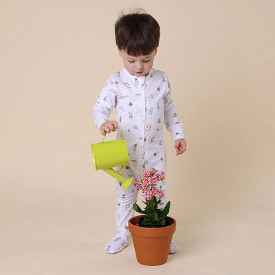 Snuggle Hunny - Organic Snuggle Sleepsuit Zip Footie - Garden Friends Zipsuit Snuggle Hunny 