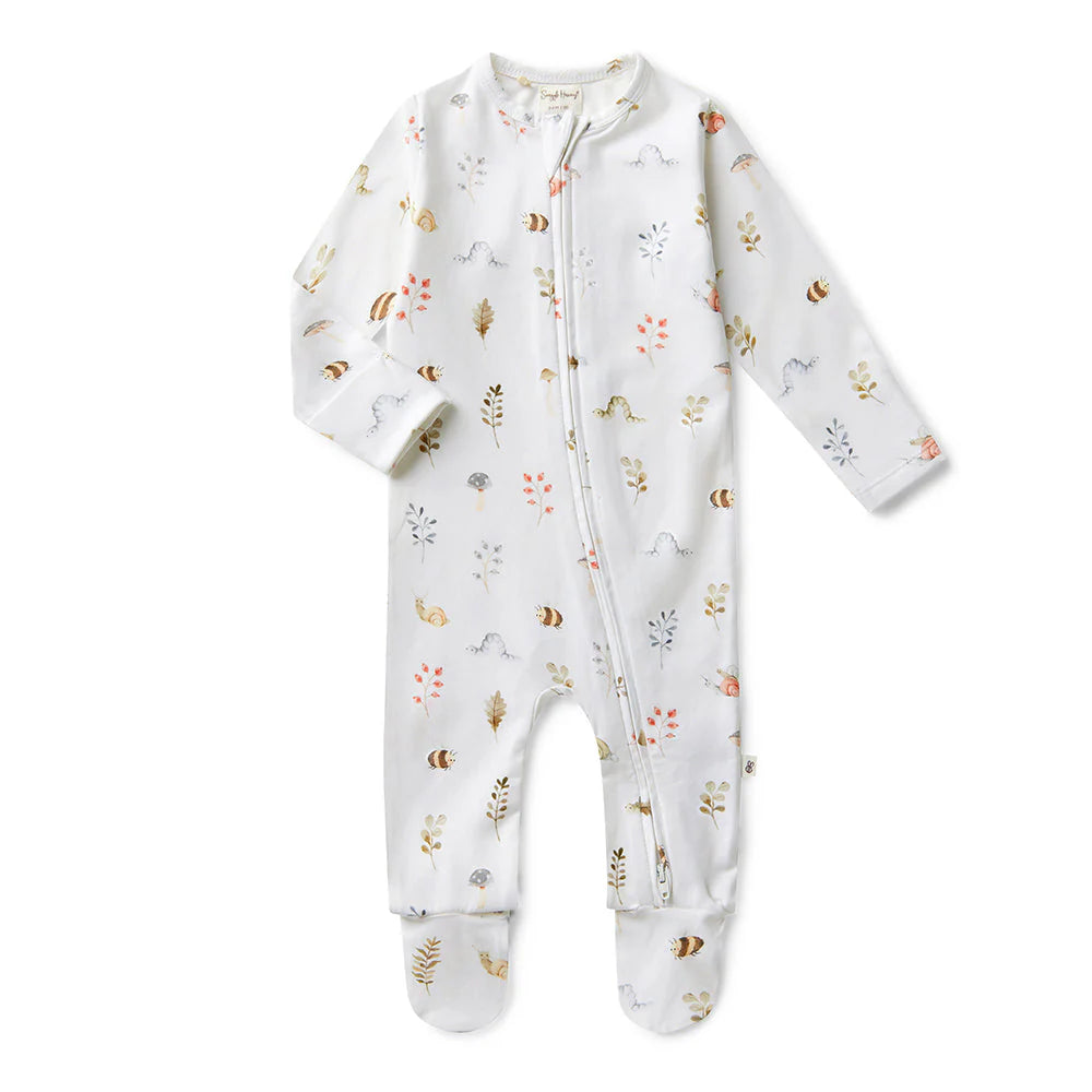 Snuggle Hunny - Organic Snuggle Sleepsuit Zip Footie - Garden Friends Zipsuit Snuggle Hunny 