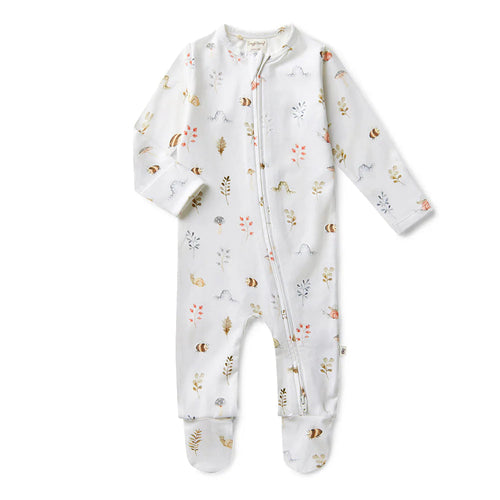 Snuggle Hunny - Organic Snuggle Sleepsuit Zip Footie - Garden Friends