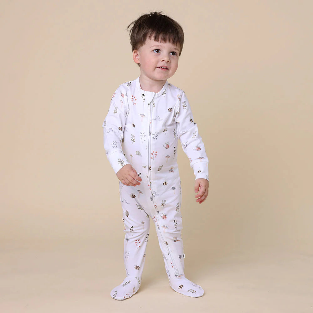 Snuggle Hunny - Organic Snuggle Sleepsuit Zip Footie - Garden Friends Zipsuit Snuggle Hunny 