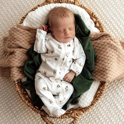 Snuggle Hunny - Organic Snuggle Sleepsuit Zip Footie - Garden Friends Zipsuit Snuggle Hunny 