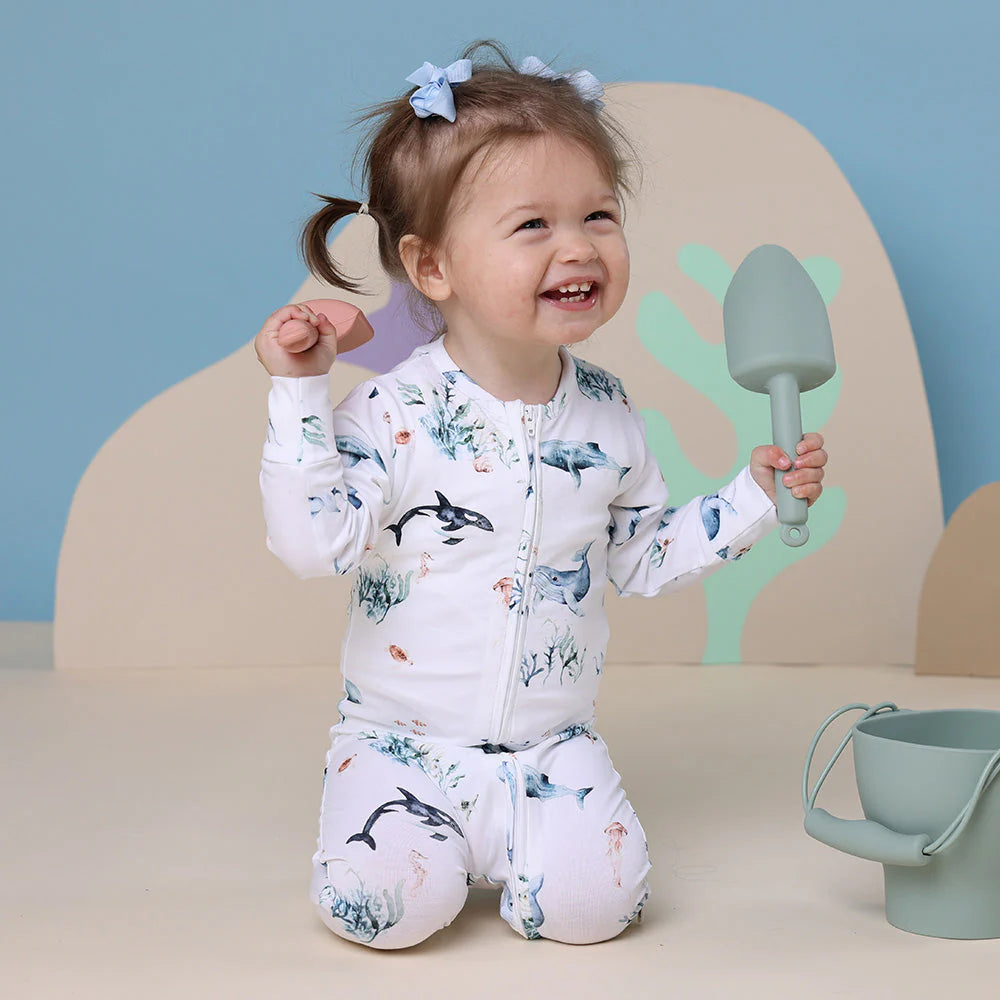 Snuggle Hunny - Organic Snuggle Sleepsuit Zip Footie - Ocean Zipsuit Snuggle Hunny 