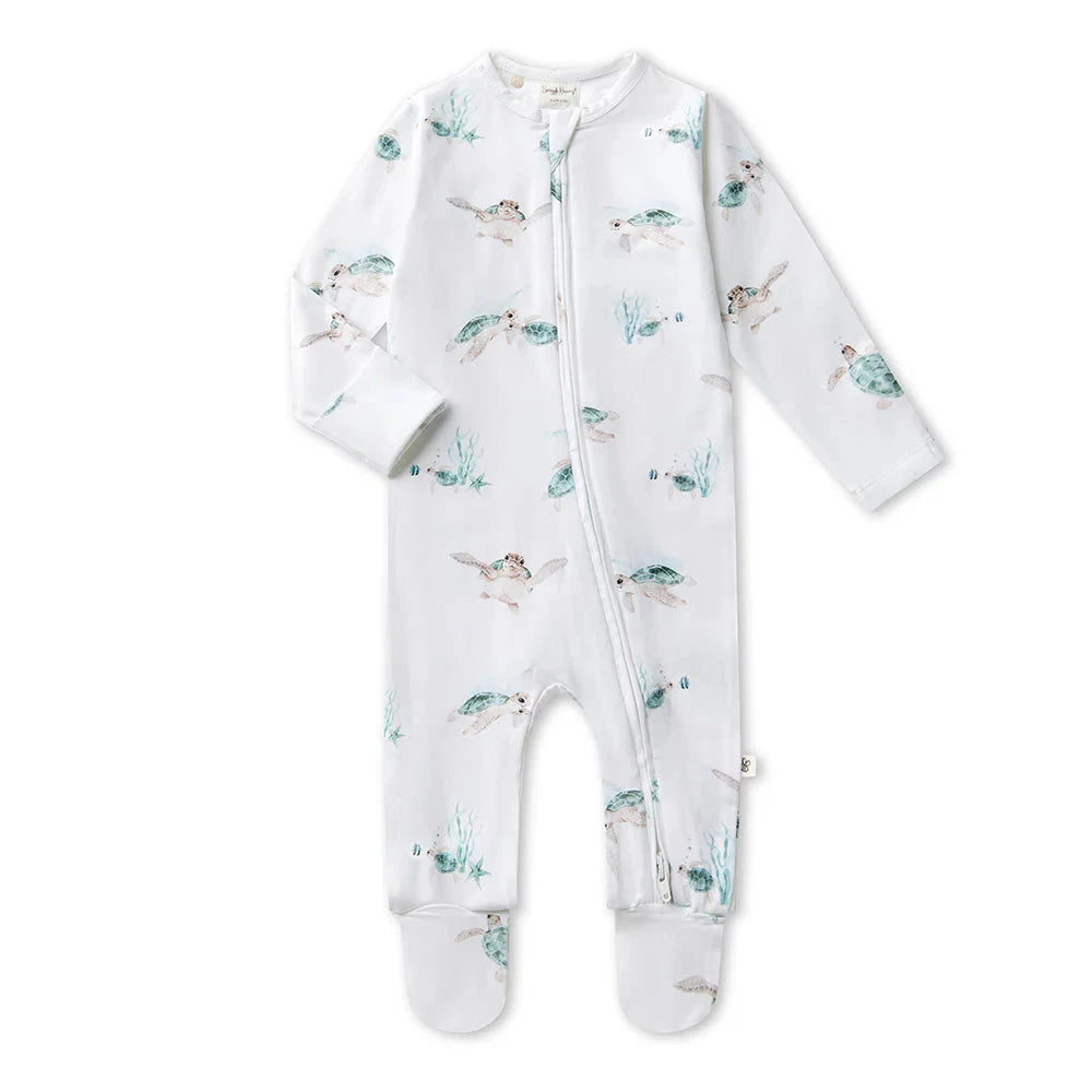 Snuggle Hunny - Organic Snuggle Sleepsuit Zip Footie - Turtle Zipsuit Snuggle Hunny 