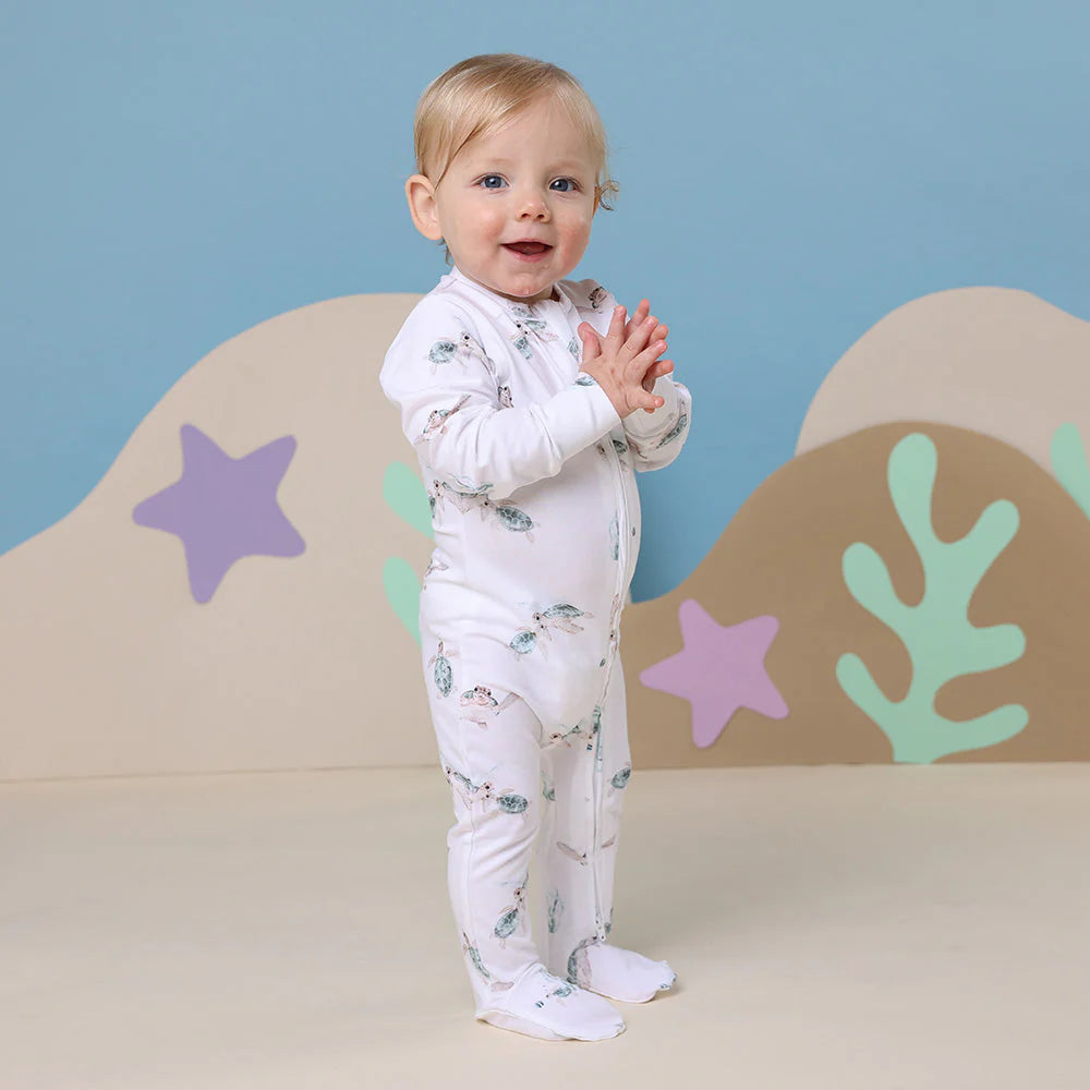 Snuggle Hunny - Organic Snuggle Sleepsuit Zip Footie - Turtle Zipsuit Snuggle Hunny 