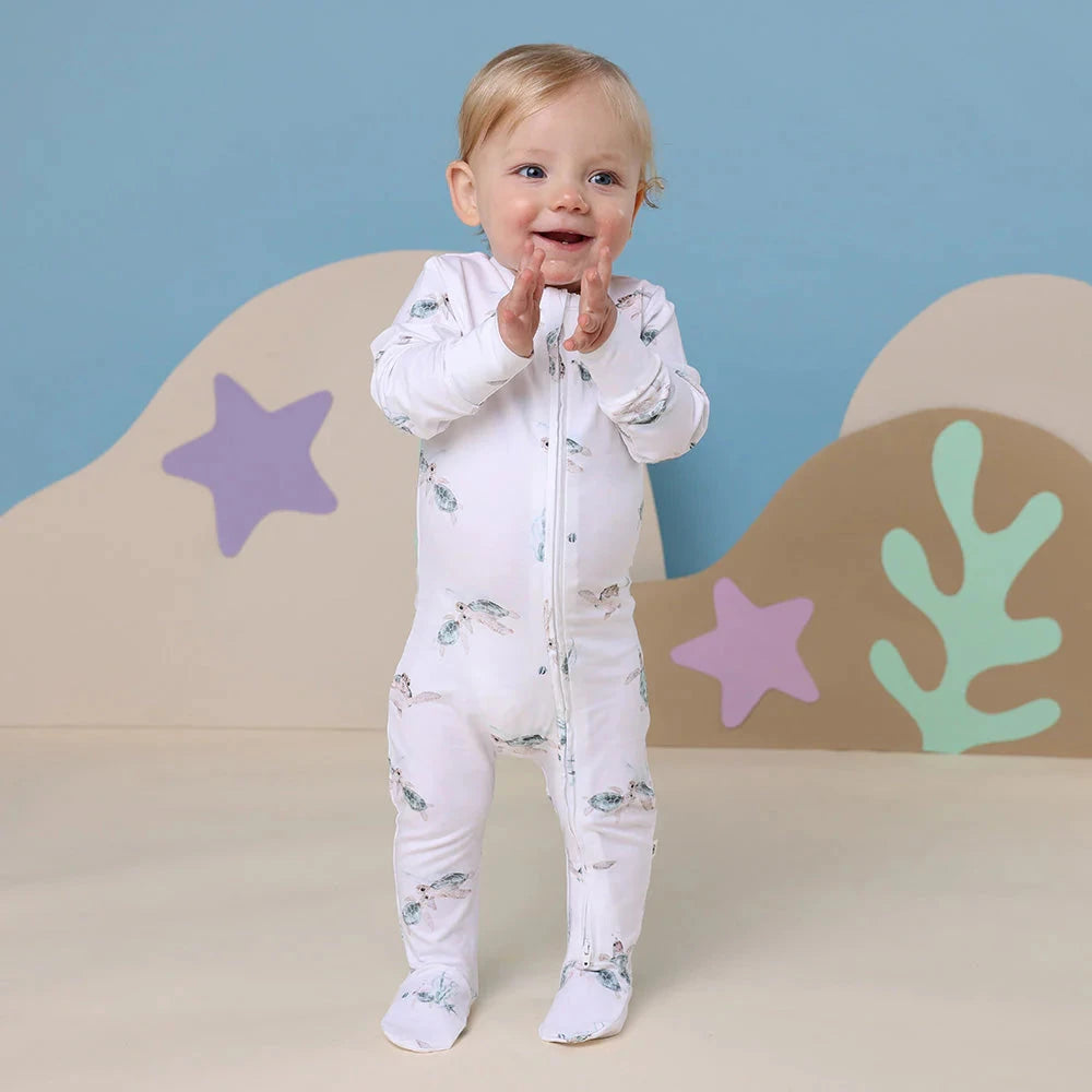 Snuggle Hunny - Organic Snuggle Sleepsuit Zip Footie - Turtle Zipsuit Snuggle Hunny 