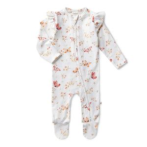 Snuggle Hunny - Organic Snuggle Sleepsuit Zip Footie with Frill - Butterfly