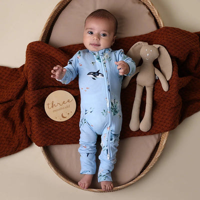 Snuggle Hunny - Organic Snugglesuit Convertible Romper | Blue Ocean Romper Snuggle Hunny 