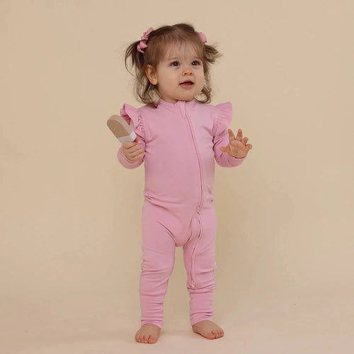 Snuggle Hunny - Organic Snugglesuit Convertible Romper | Bubblegum