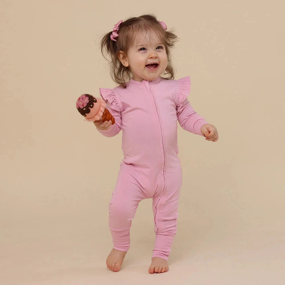 Snuggle Hunny - Organic Snugglesuit Convertible Romper | Bubblegum Romper Snuggle Hunny 