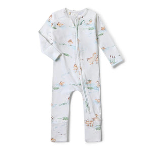 Snuggle Hunny - Organic Snugglesuit Convertible Romper | Duck Pond