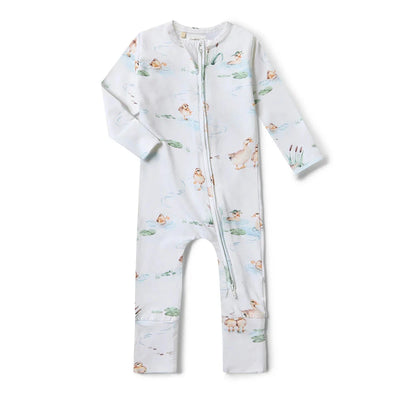 Snuggle Hunny - Organic Snugglesuit Convertible Romper | Duck Pond Romper Snuggle Hunny 