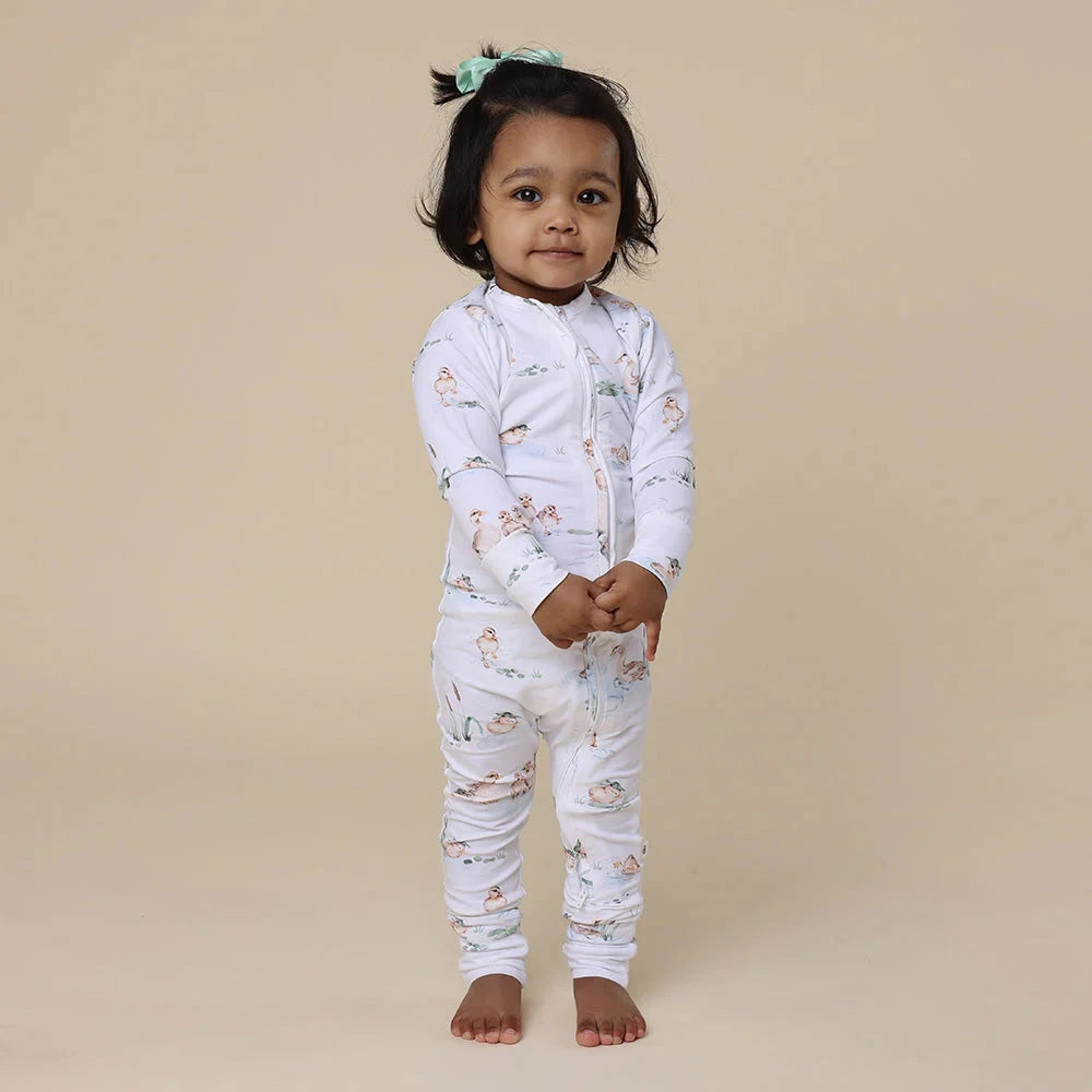 Snuggle Hunny - Organic Snugglesuit Convertible Romper | Duck Pond Romper Snuggle Hunny 