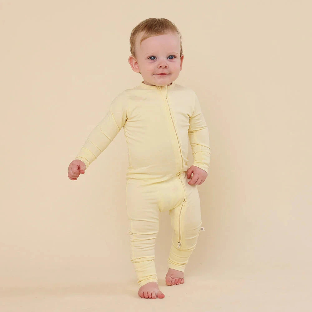Snuggle Hunny - Organic Snugglesuit Convertible Romper | Lemon Sorbet Romper Snuggle Hunny 