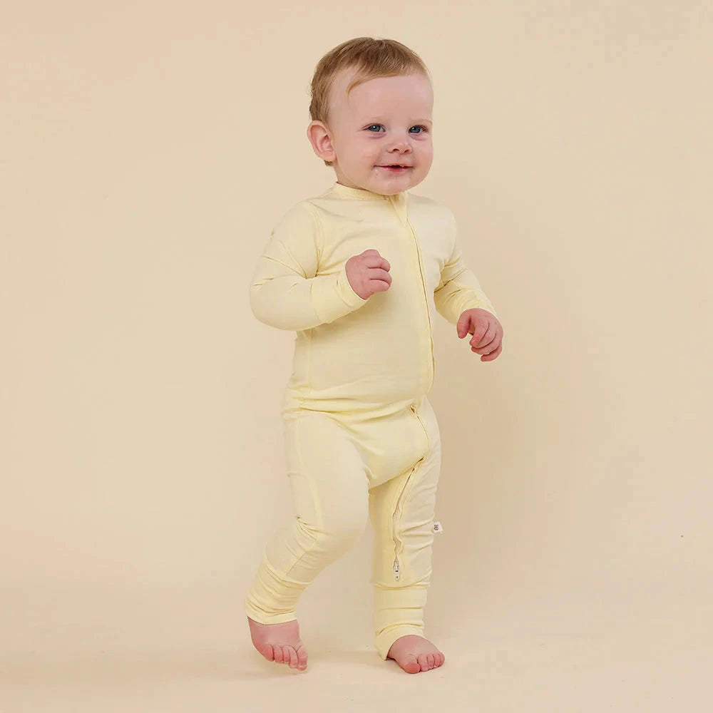 Snuggle Hunny - Organic Snugglesuit Convertible Romper | Lemon Sorbet Romper Snuggle Hunny 