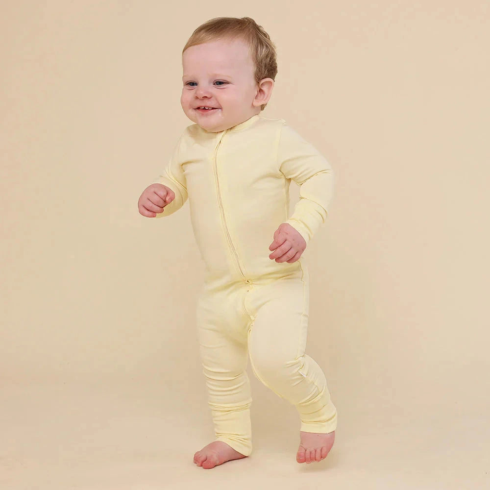 Snuggle Hunny - Organic Snugglesuit Convertible Romper | Lemon Sorbet Romper Snuggle Hunny 