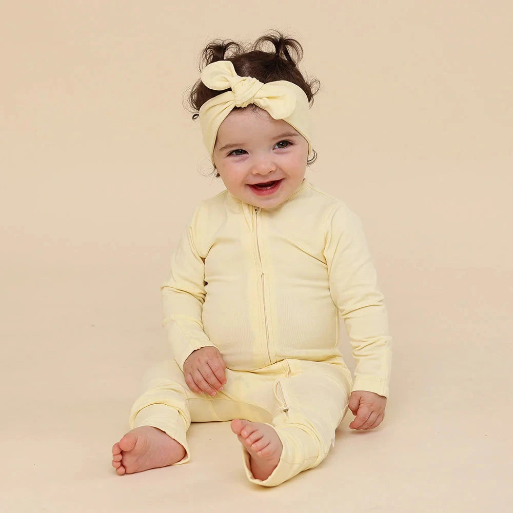 Snuggle Hunny - Organic Snugglesuit Convertible Romper | Lemon Sorbet Romper Snuggle Hunny 