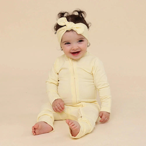 Snuggle Hunny - Organic Snugglesuit Convertible Romper | Lemon Sorbet