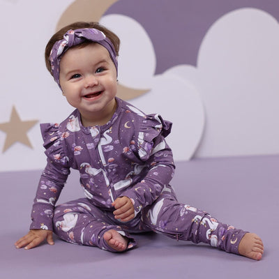 Snuggle Hunny - Organic Snugglesuit Convertible Romper | Midnight Swan Romper Snuggle Hunny 