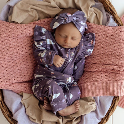Snuggle Hunny - Organic Snugglesuit Convertible Romper | Midnight Swan Romper Snuggle Hunny 