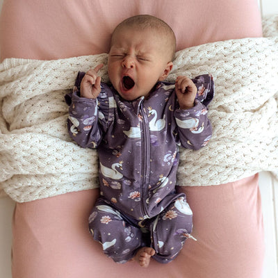 Snuggle Hunny - Organic Snugglesuit Convertible Romper | Midnight Swan Romper Snuggle Hunny 
