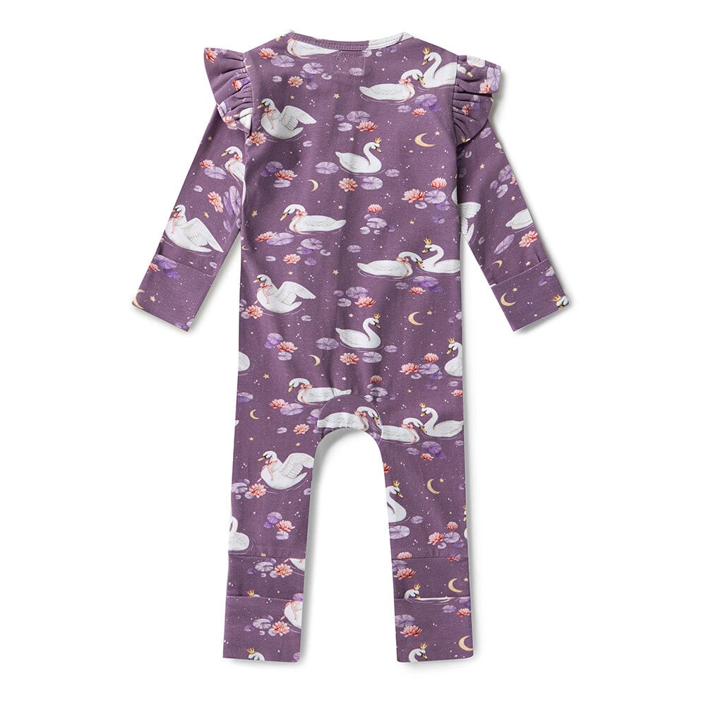 Snuggle Hunny - Organic Snugglesuit Convertible Romper | Midnight Swan Romper Snuggle Hunny 