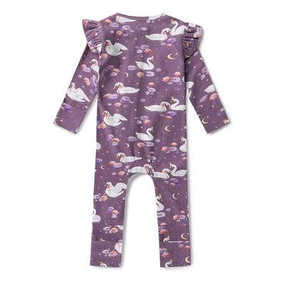 Snuggle Hunny - Organic Snugglesuit Convertible Romper | Midnight Swan Romper Snuggle Hunny 