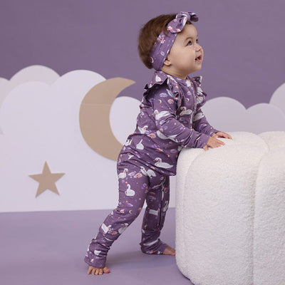 Snuggle Hunny - Organic Snugglesuit Convertible Romper | Midnight Swan Romper Snuggle Hunny 