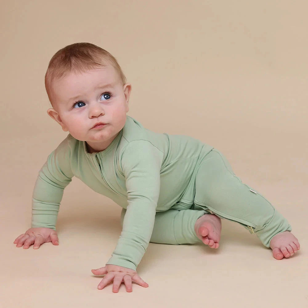 Snuggle Hunny - Organic Snugglesuit Convertible Romper | Mint Romper Snuggle Hunny 