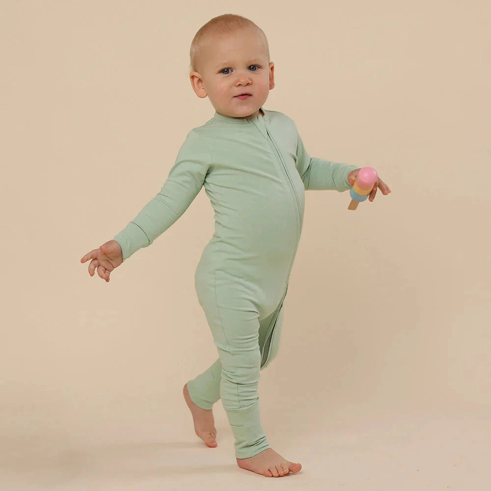 Snuggle Hunny - Organic Snugglesuit Convertible Romper | Mint Romper Snuggle Hunny 