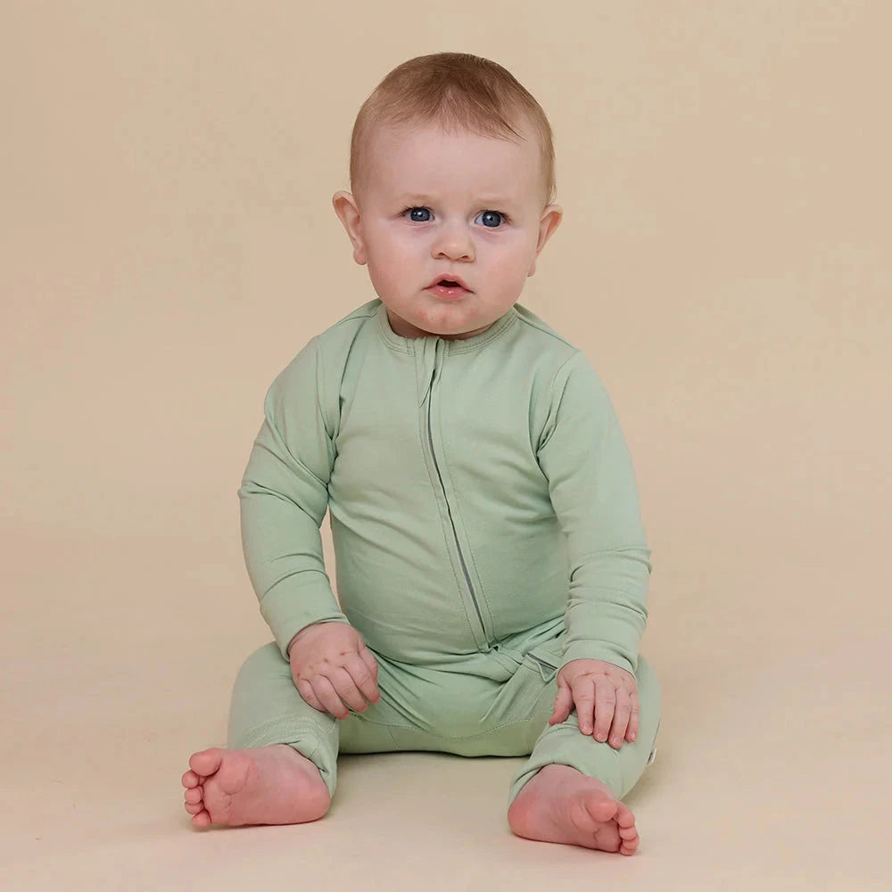 Snuggle Hunny - Organic Snugglesuit Convertible Romper | Mint Romper Snuggle Hunny 