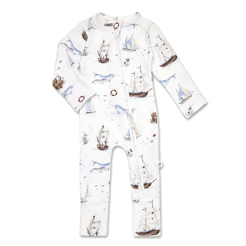 Snuggle Hunny - Organic Snugglesuit Convertible Romper | Set Sail