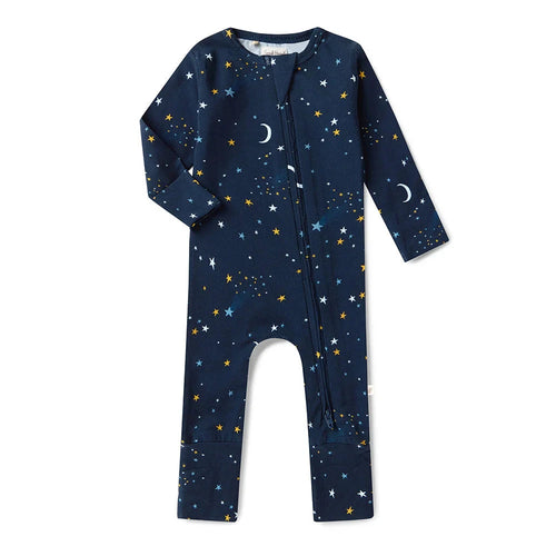 Snuggle Hunny - Organic Snugglesuit Convertible Romper | Starry Night