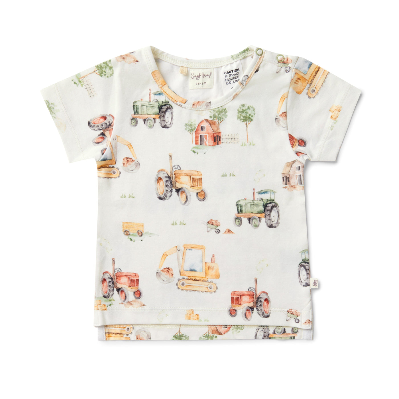 Snuggle Hunny Organic T-Shirt - Diggers & Tractors Short Sleeve T-Shirt Snuggle Hunny 